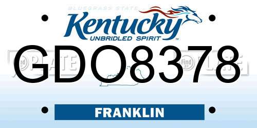 GDO8378 Kentucky License Plate