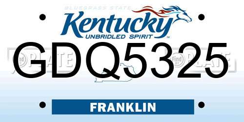 GDQ5325 Kentucky License Plate