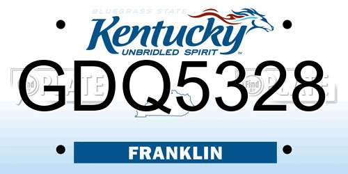 GDQ5328 Kentucky License Plate