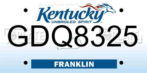 GDQ8325 Kentucky License Plate