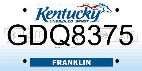GDQ8375 Kentucky License Plate
