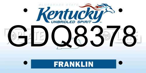 GDQ8378 Kentucky License Plate