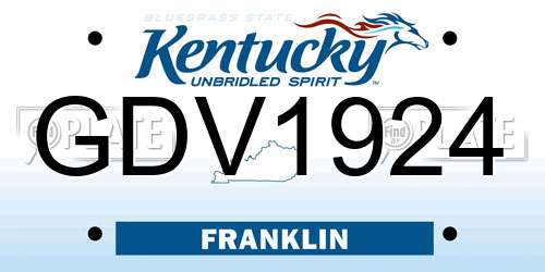 GDV1924 Kentucky License Plate