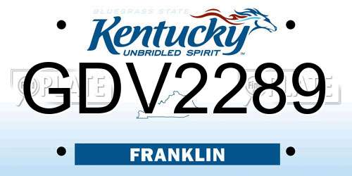 GDV2289 Kentucky License Plate