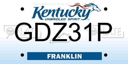 GDZ31P Kentucky License Plate