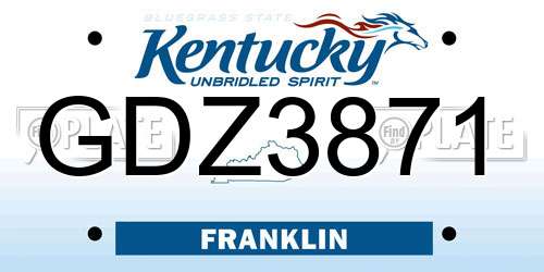 GDZ3871 Kentucky License Plate