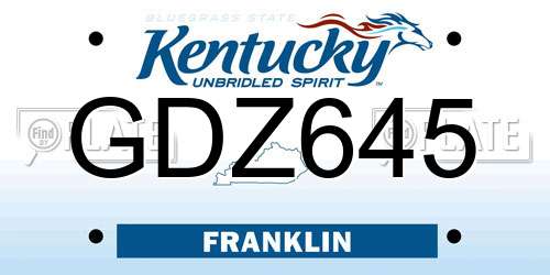GDZ645 Kentucky License Plate
