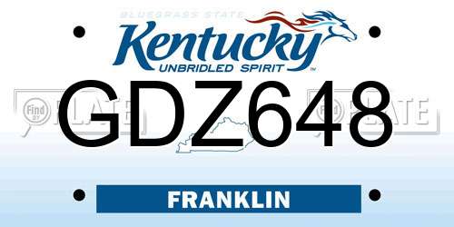 GDZ648 Kentucky License Plate