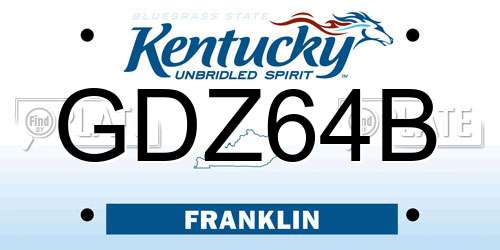 GDZ64B Kentucky License Plate