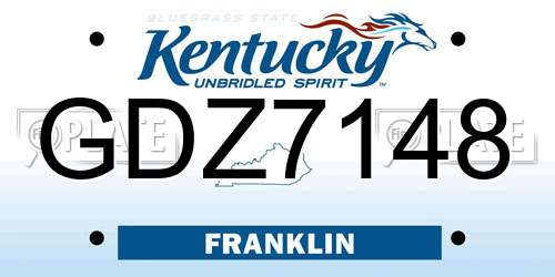 GDZ7148 Kentucky License Plate