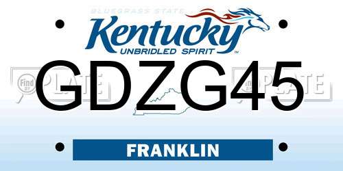 GDZG45 Kentucky License Plate