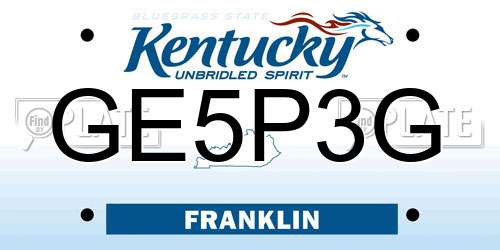 GE5P3G Kentucky License Plate