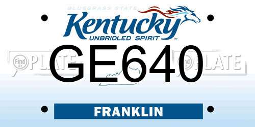 GE640 Kentucky License Plate