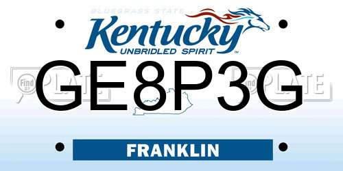 GE8P3G Kentucky License Plate