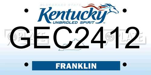 GEC2412 Kentucky License Plate