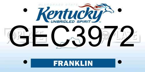 GEC3972 Kentucky License Plate