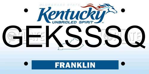GEKSSSQ Kentucky License Plate