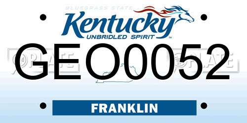GEO0052 Kentucky License Plate