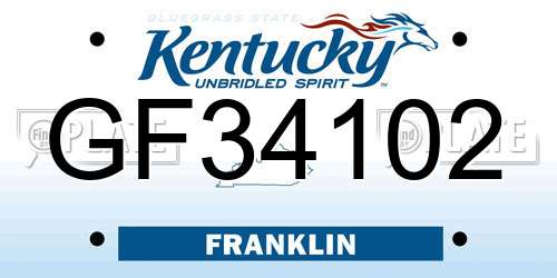 GF34102 Kentucky License Plate