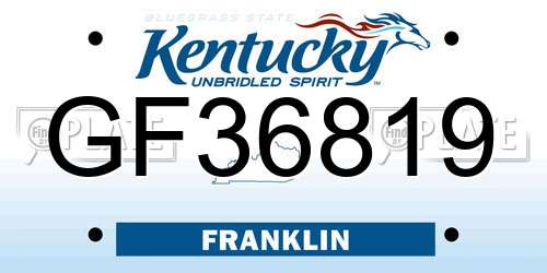 GF36819 Kentucky License Plate