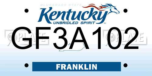GF3A102 Kentucky License Plate