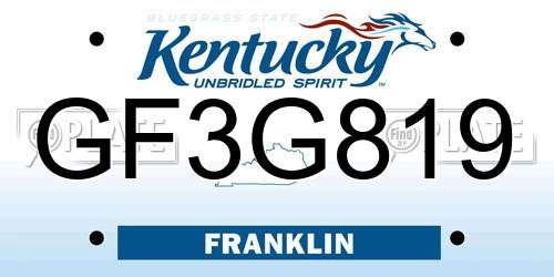 GF3G819 Kentucky License Plate