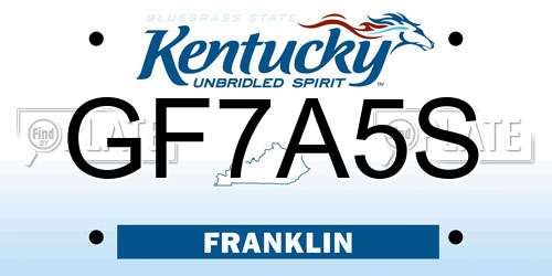 GF7A5S Kentucky License Plate
