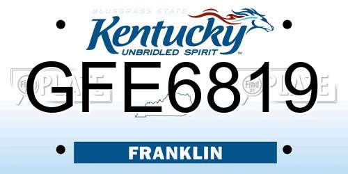 GFE6819 Kentucky License Plate