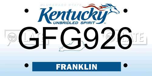 GFG926 Kentucky License Plate