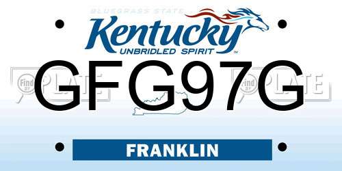 GFG97G Kentucky License Plate