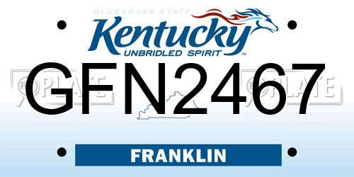 GFN2467 Kentucky License Plate