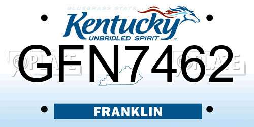 GFN7462 Kentucky License Plate