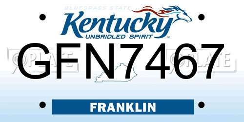GFN7467 Kentucky License Plate