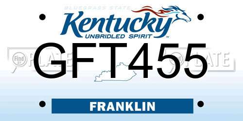 GFT455 Kentucky License Plate