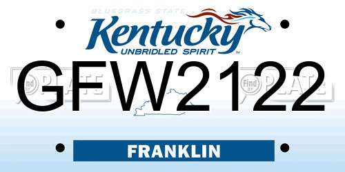 GFW2122 Kentucky License Plate