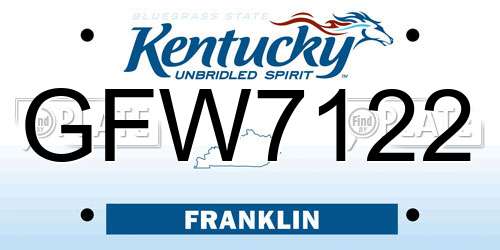 GFW7122 Kentucky License Plate