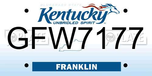 GFW7177 Kentucky License Plate