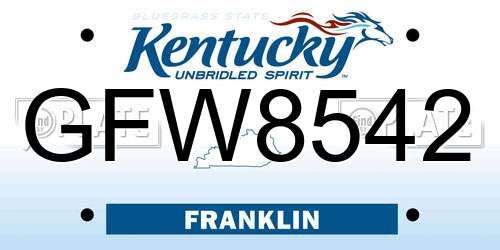 GFW8542 Kentucky License Plate