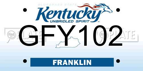 GFY102 Kentucky License Plate