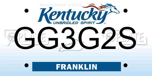 GG3G2S Kentucky License Plate