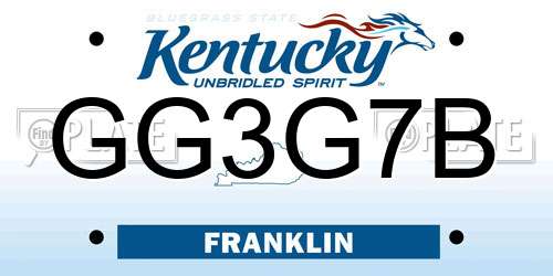 GG3G7B Kentucky License Plate
