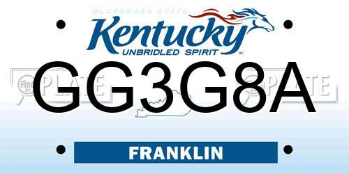 GG3G8A Kentucky License Plate