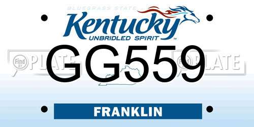 GG559 Kentucky License Plate