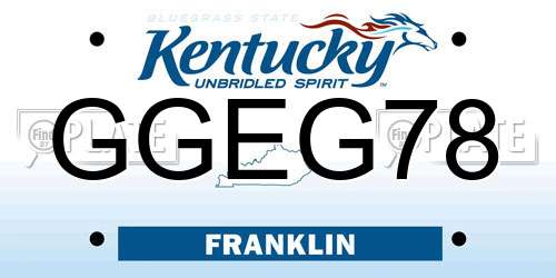 GGEG78 Kentucky License Plate