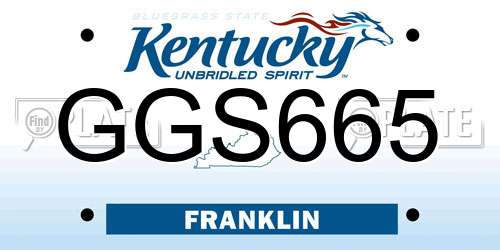 GGS665 Kentucky License Plate