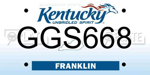 GGS668 Kentucky License Plate