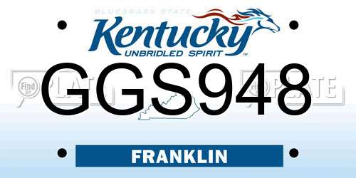 GGS948 Kentucky License Plate