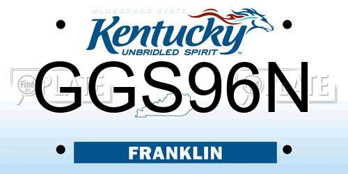 GGS96N Kentucky License Plate