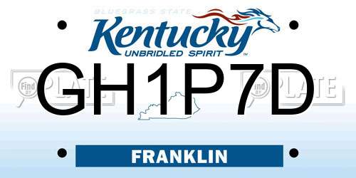 GH1P7D Kentucky License Plate