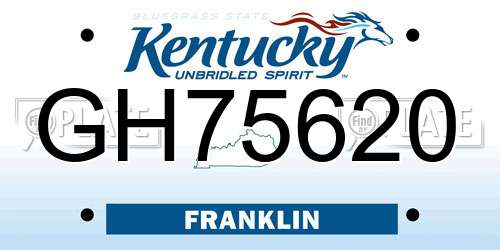 GH75620 Kentucky License Plate